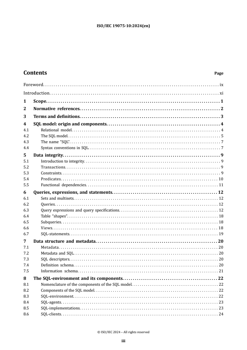 ISO/IEC 19075-10:2024 - Information technology — Guidance for the use of database language SQL — Part 10: SQL model (Guide/Model)
Released:15. 10. 2024