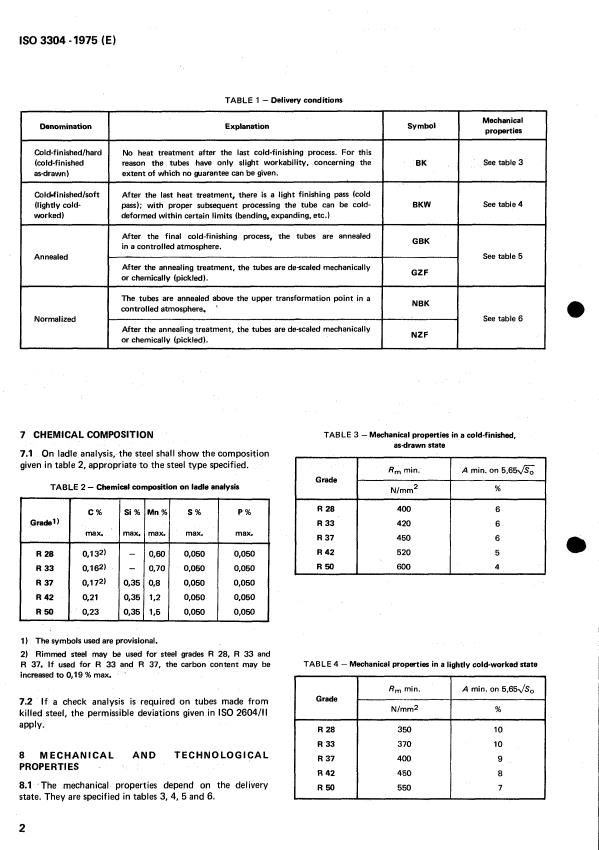 ISO 3304:1975 ISO 3304:1975 - Plain end seamless precision steel tubes -- Technical conditions for delivery - Page 4 preview