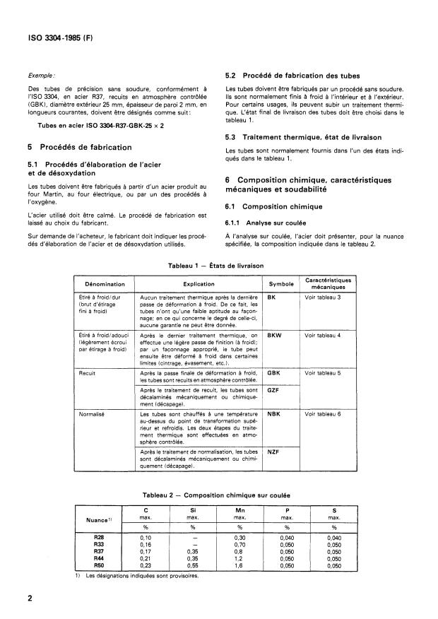 ISO 3304:1985 ISO 3304:1985 - Tubes de précision en acier, sans soudure, a extrémités lisses -- Conditions techniques de livraison - Page 4 preview