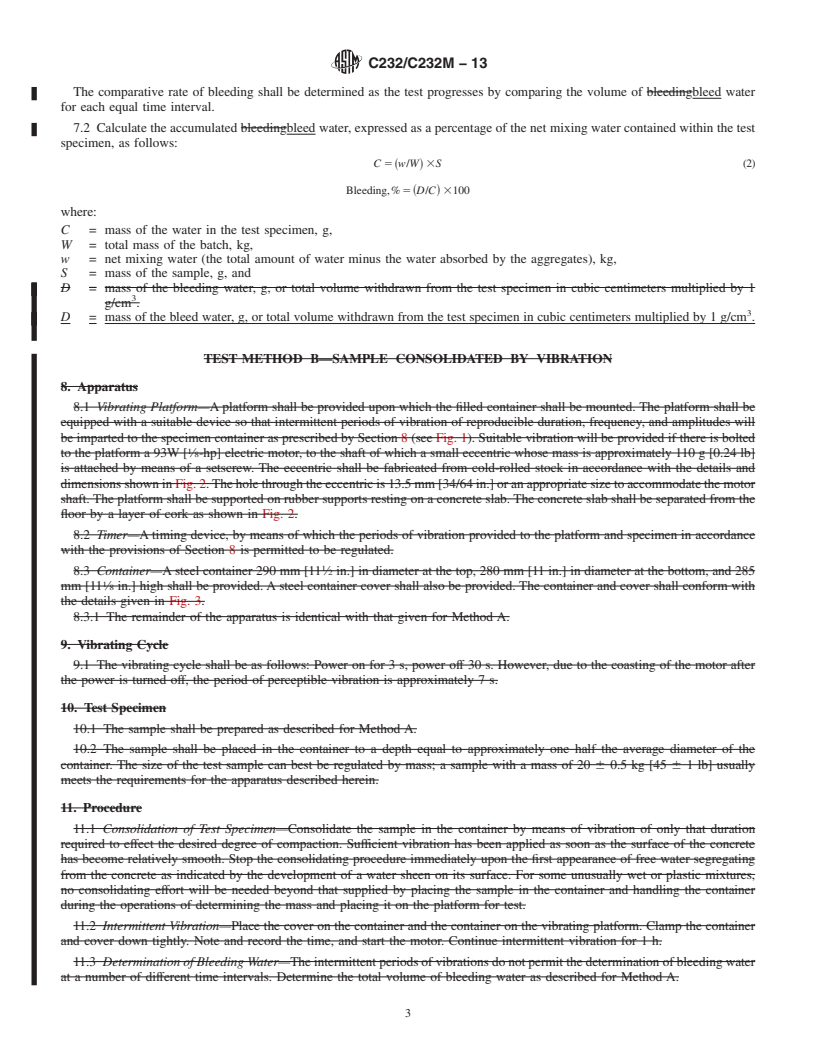 REDLINE ASTM C232/C232M-13 - Standard Test Method for  Bleeding of Concrete