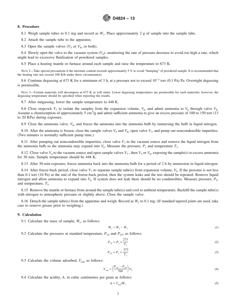 REDLINE ASTM D4824-13 - Standard Test Method for  Determination of Catalyst Acidity by Ammonia Chemisorption