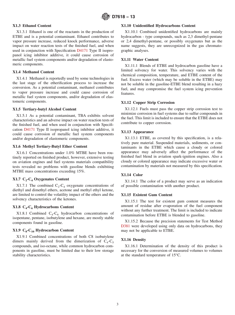 ASTM D7618-13 - Standard Specification for  Ethyl Tertiary-Butyl Ether (ETBE) for Blending with Aviation  Spark-Ignition Engine Fuel