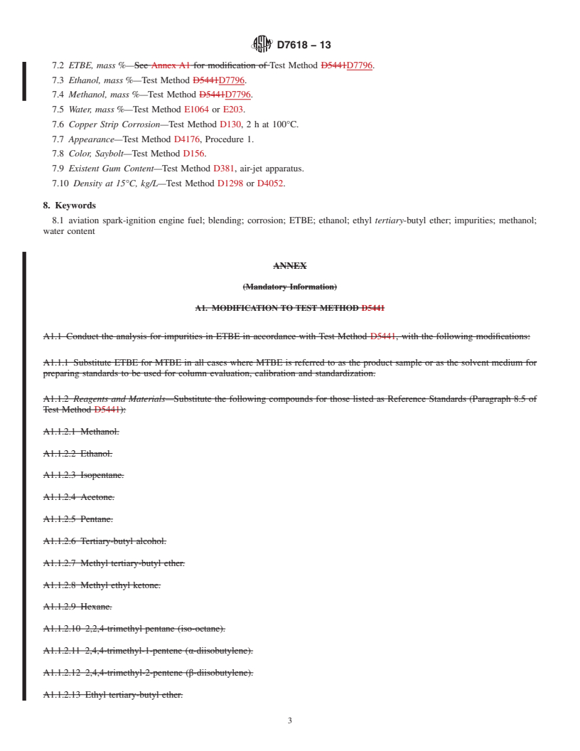 REDLINE ASTM D7618-13 - Standard Specification for  Ethyl Tertiary-Butyl Ether (ETBE) for Blending with Aviation  Spark-Ignition Engine Fuel