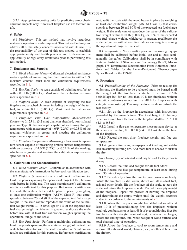 ASTM E2558-13 - Standard Test Method for  Determining Particulate Matter Emissions from Fires in Wood-Burning  Fireplaces