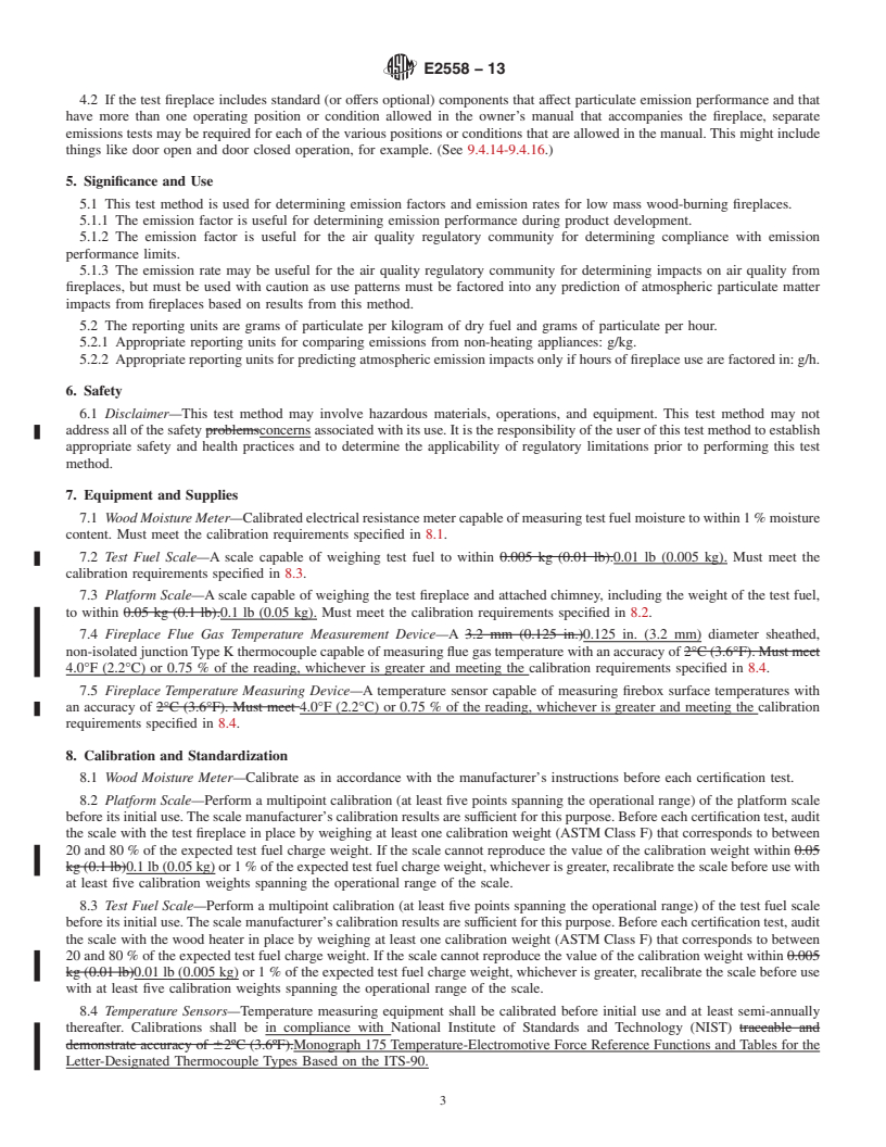 REDLINE ASTM E2558-13 - Standard Test Method for  Determining Particulate Matter Emissions from Fires in Wood-Burning  Fireplaces