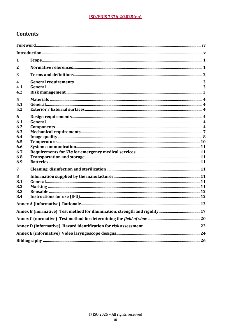 REDLINE ISO/FDIS 7376-2 - Anaesthetic and respiratory equipment — Part 2: Video laryngoscopes
Released:14. 05. 2025