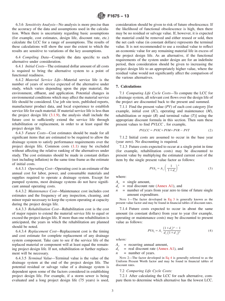 ASTM F1675-13 - Standard Practice for  Life-Cycle Cost Analysis of Plastic Pipe Used for Culverts,  Storm Sewers, and Other Buried Conduits