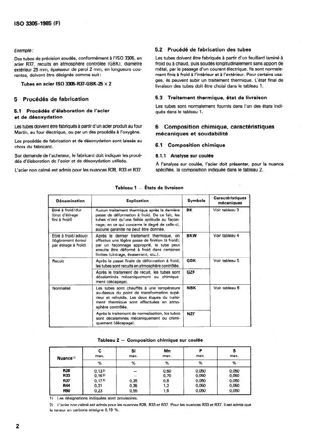 ISO 3305:1985 ISO 3305:1985 - Tubes de précision en acier, soudés, a extrémités lisses -- Conditions techniques de livraison - Page 4 preview