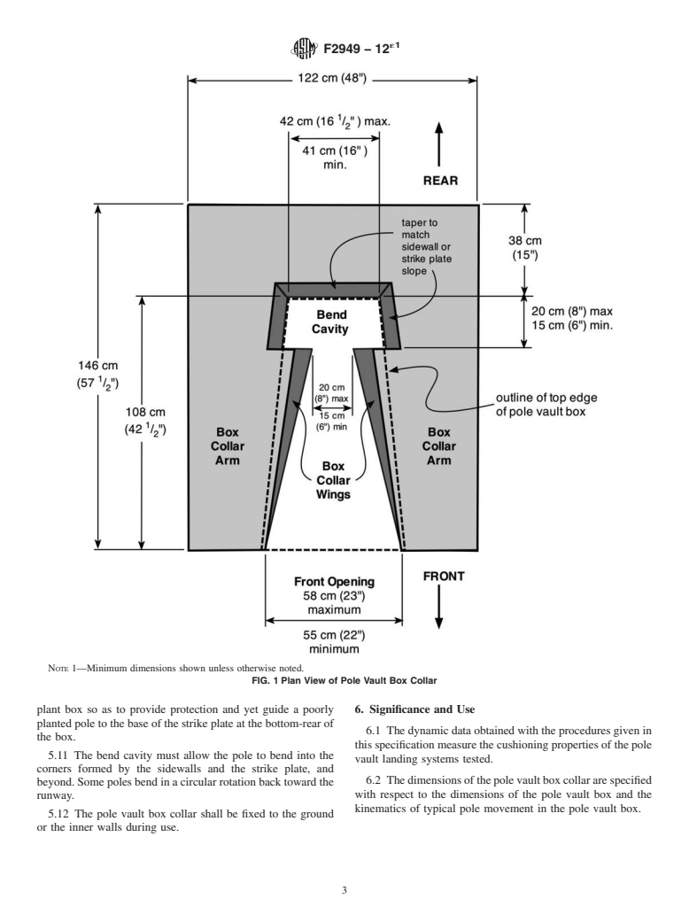 ASTM F2949-12e1 - Standard Specification for Pole Vault Box Collars