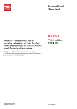 ISO 9773:2024 - Plastics — Determination of burning behaviour of thin flexible vertical specimens in contact with a small flame ignition source
Released:13. 09. 2024 - Page 1 preview