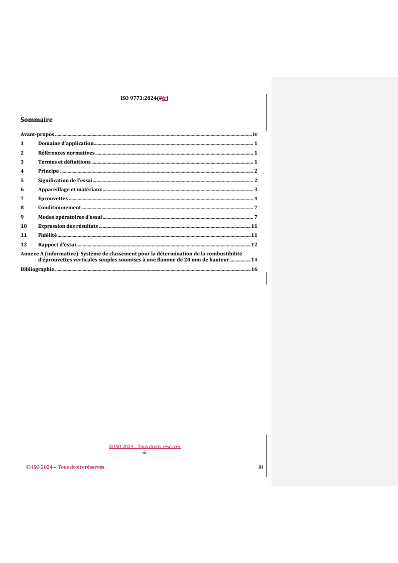 REDLINE ISO 9773:2024 - Plastiques — Détermination du comportement au feu d'éprouvettes minces verticales souples au contact d'une petite flamme comme source d'allumage
Released:10/4/2024