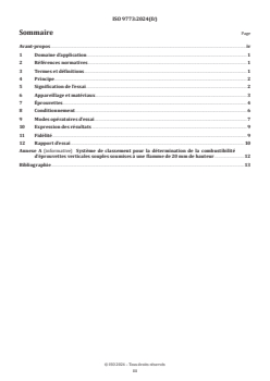 ISO 9773:2024 - Plastiques — Détermination du comportement au feu d'éprouvettes minces verticales souples au contact d'une petite flamme comme source d'allumage
Released:10/4/2024 - Page 3 preview