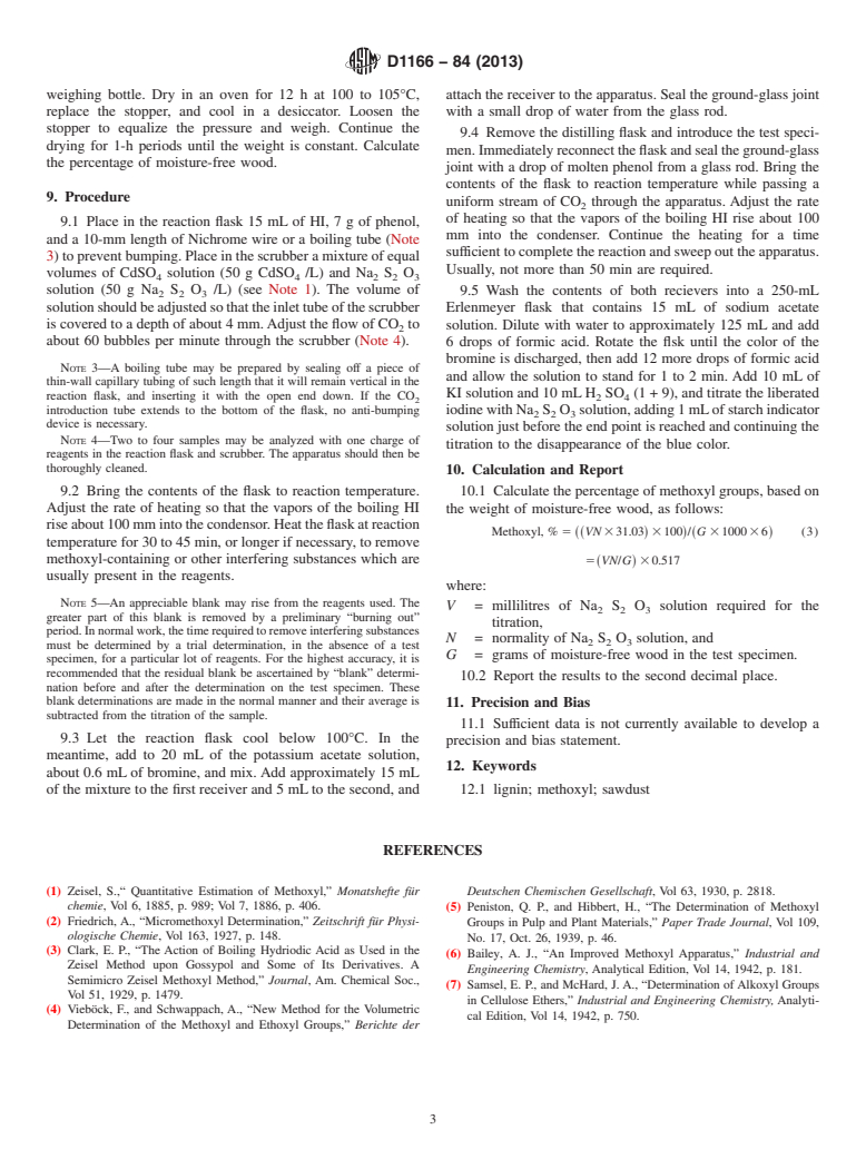 ASTM D1166-84(2013) - Standard Test Method for  Methoxyl Groups in Wood and Related Materials