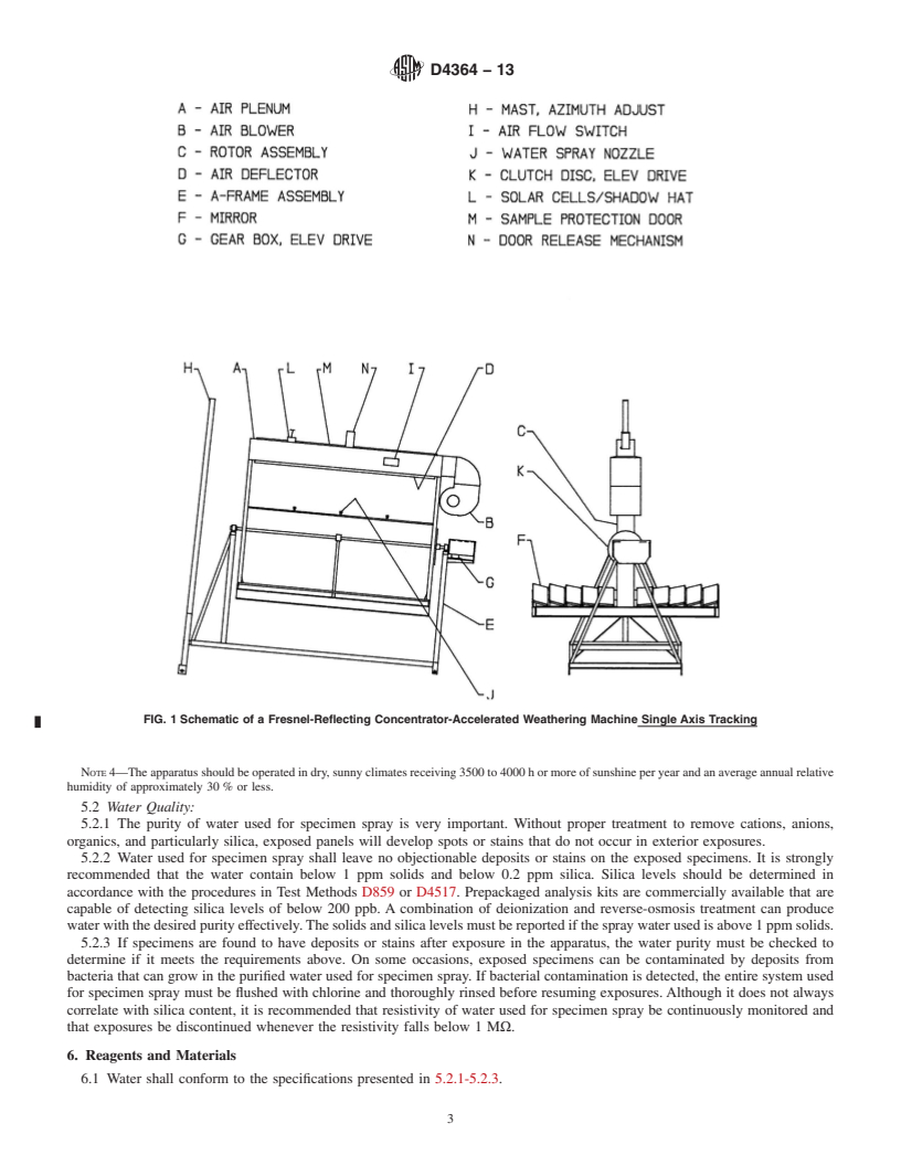 REDLINE ASTM D4364-13 - Standard Practice for  Performing Outdoor Accelerated Weathering Tests of Plastics  Using Concentrated Sunlight