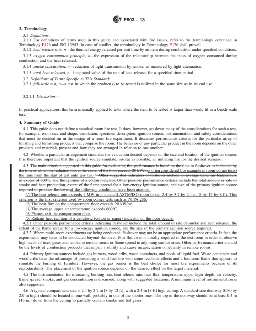 REDLINE ASTM E603-13 - Standard Guide for  Room Fire Experiments