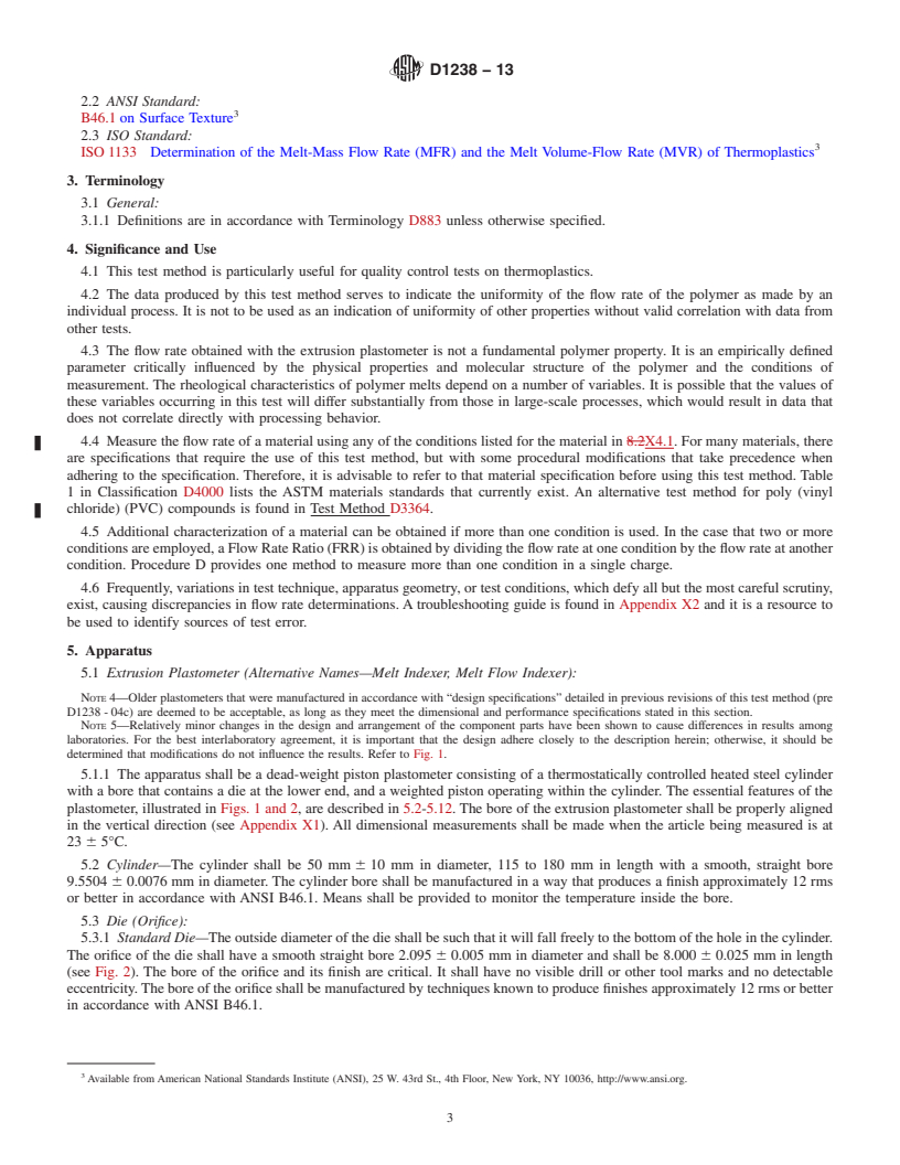 REDLINE ASTM D1238-13 - Standard Test Method for  Melt Flow Rates of Thermoplastics by Extrusion Plastometer