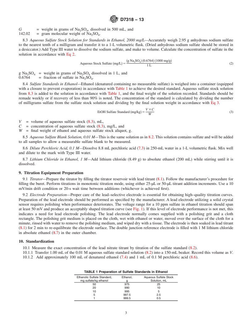 REDLINE ASTM D7318-13 - Standard Test Method for  Existent Inorganic Sulfate in Ethanol by Potentiometric Titration