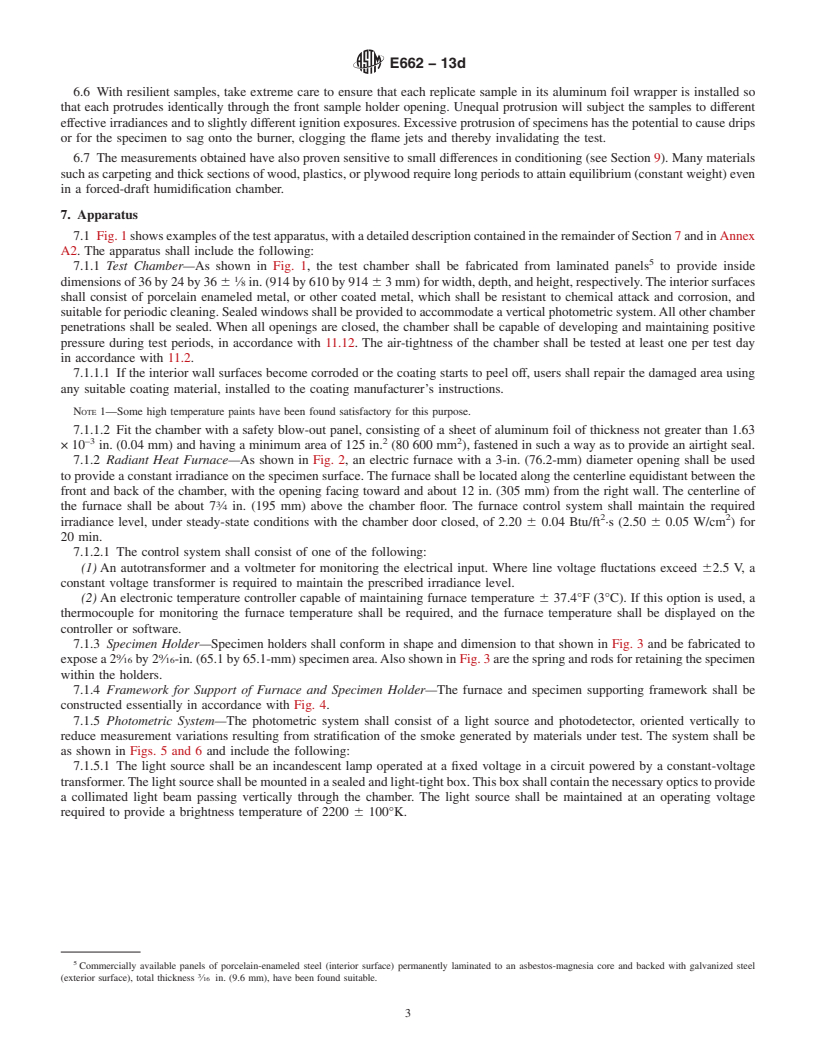 REDLINE ASTM E662-13d - Standard Test Method for  Specific Optical Density of Smoke Generated by Solid Materials