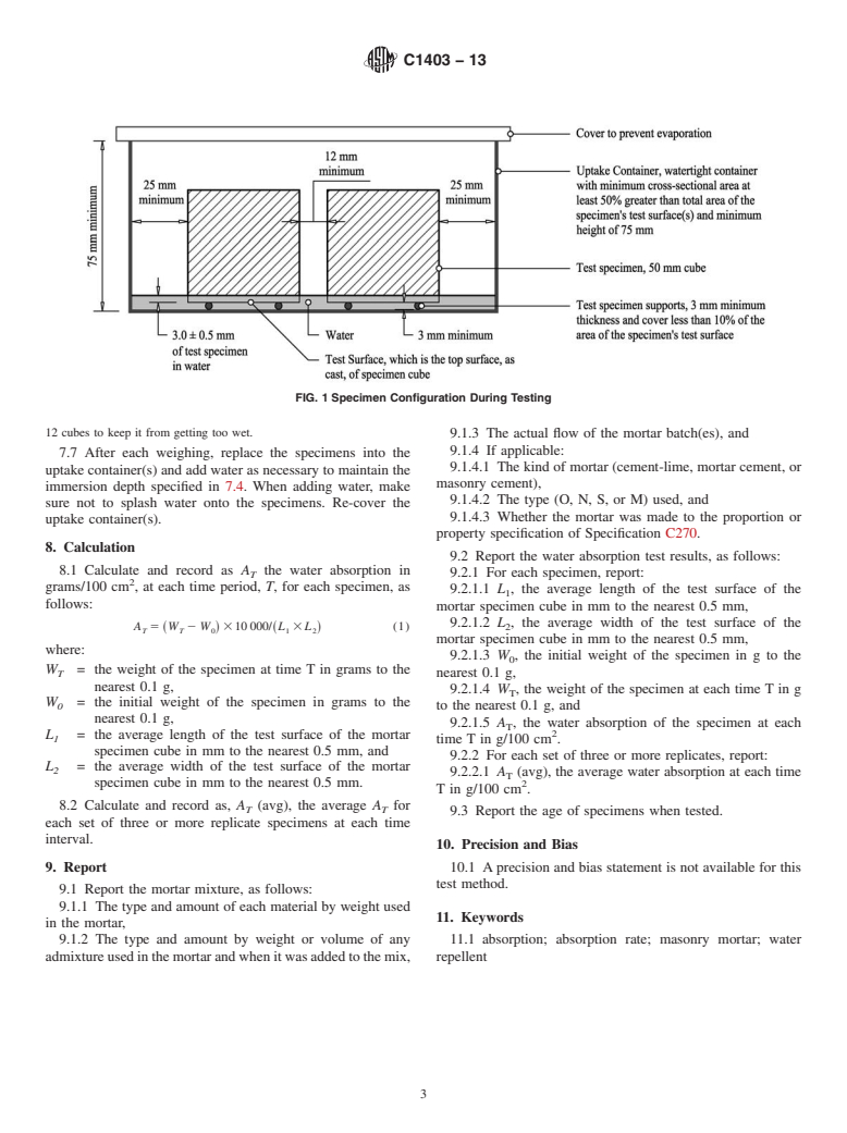 ASTM C1403-13 - Standard Test Method for  Rate of Water Absorption of Masonry Mortars