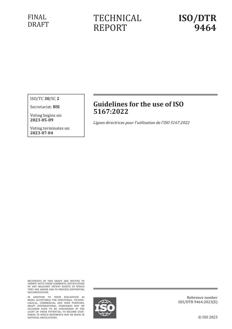 ISO/DTR 9464 - Guidelines for the use of ISO 5167:2022
Released:25. 04. 2023
