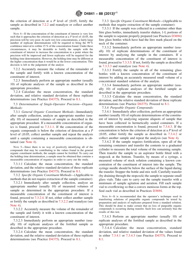 ASTM D4841-88(2013)e1 - Standard Practice for  Estimation of Holding Time for Water Samples Containing Organic  and Inorganic Constituents