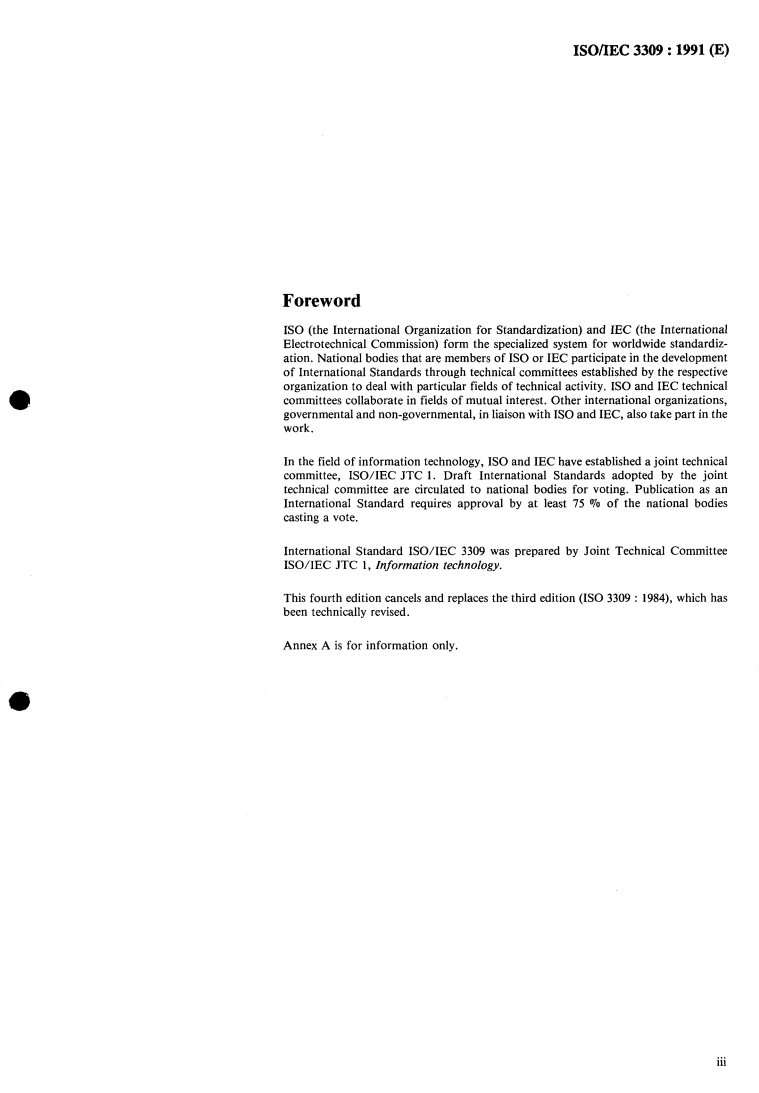 ISO 3309:1991 - Information technology — Telecommunications and information exchange between systems — High-level data link control (HDLC) procedures — Frame structure
Released:6/13/1991