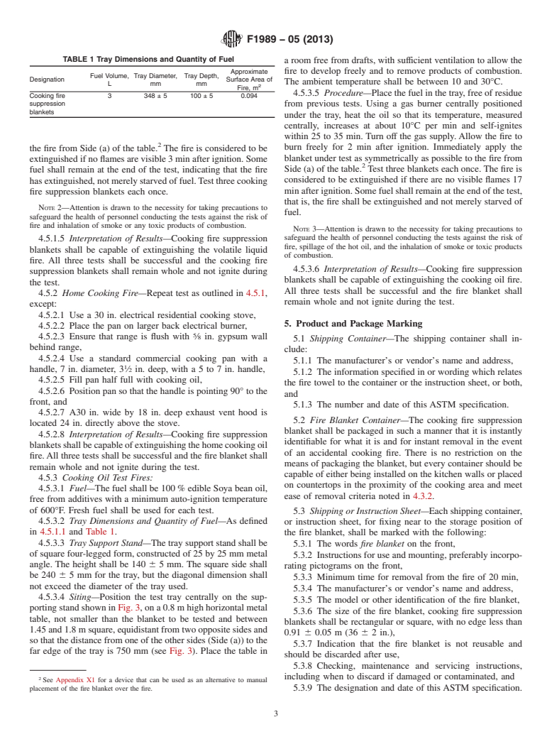 ASTM F1989-05(2013) - Standard Specification for  Cooking Fire Suppression Blankets