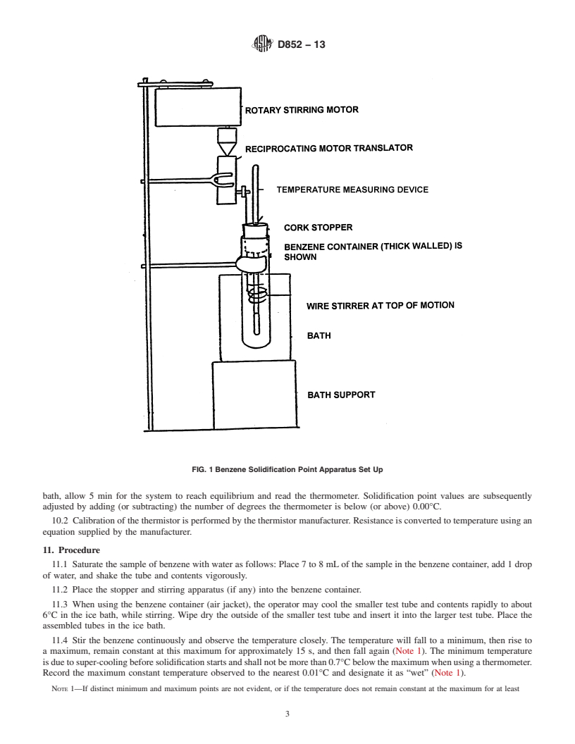 REDLINE ASTM D852-13 - Standard Test Method for Solidification Point of Benzene