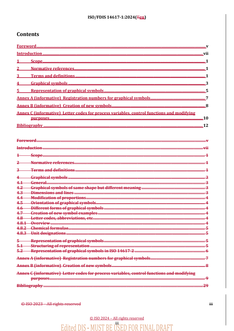 REDLINE ISO/FDIS 14617-1 - Graphical symbols for diagrams — Part 1: General rules
Released:12/6/2024