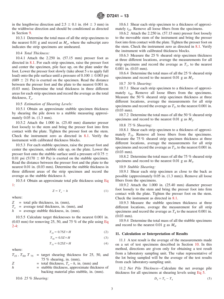 ASTM D7241-13 - Standard Test Method for  Pile Thickness of Finished Multilevel Pile Yarn Floor Covering (Withdrawn 2022)