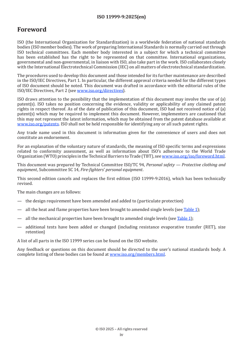 ISO 11999-9:2025 ISO 11999-9:2025 - PPE for firefighters — Test methods and requirements for PPE used by firefighters who are at risk of exposure to high levels of heat and/or flame while fighting fires occurring in structures — Part 9: Fire hoods
Released:25. 04. 2025 - Page 4 preview