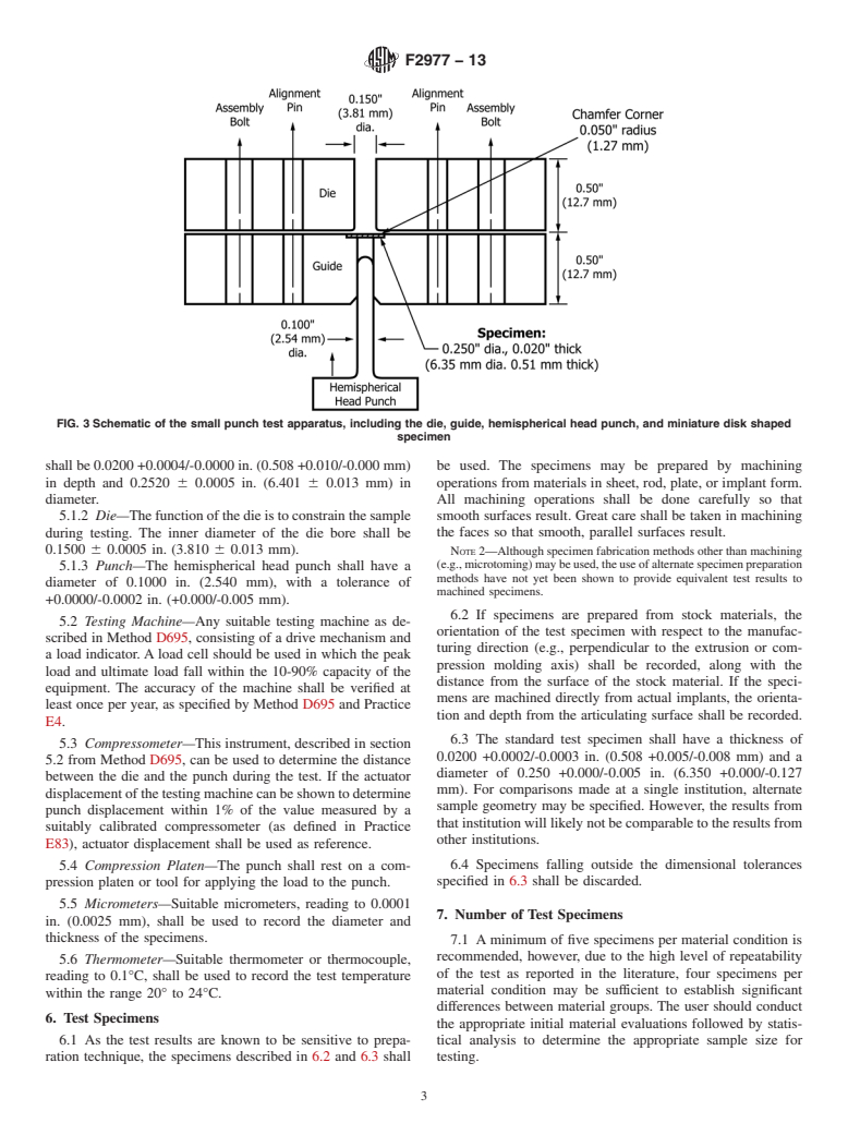 ASTM F2977-13 - Standard Test Method for Small Punch Testing of Polymeric Biomaterials Used in Surgical  Implants