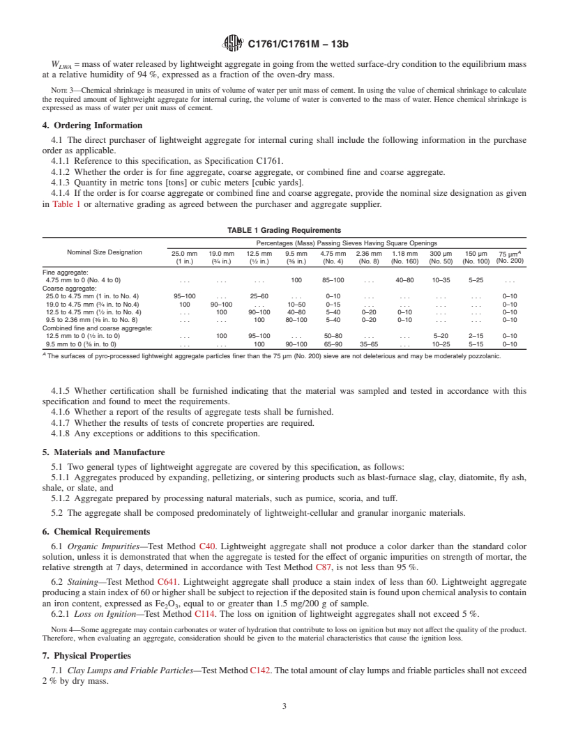 REDLINE ASTM C1761/C1761M-13b - Standard Specification for  Lightweight Aggregate for Internal Curing of Concrete