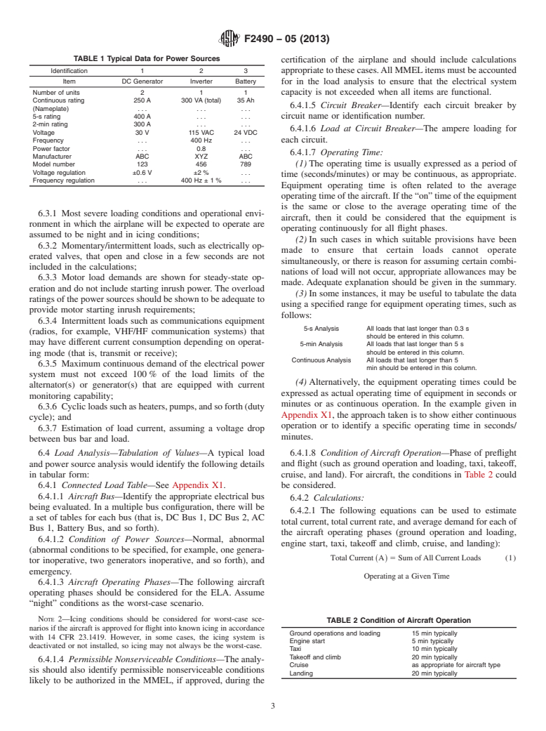 ASTM F2490-05(2013) - Standard Guide for  Aircraft Electrical Load and Power Source Capacity Analysis