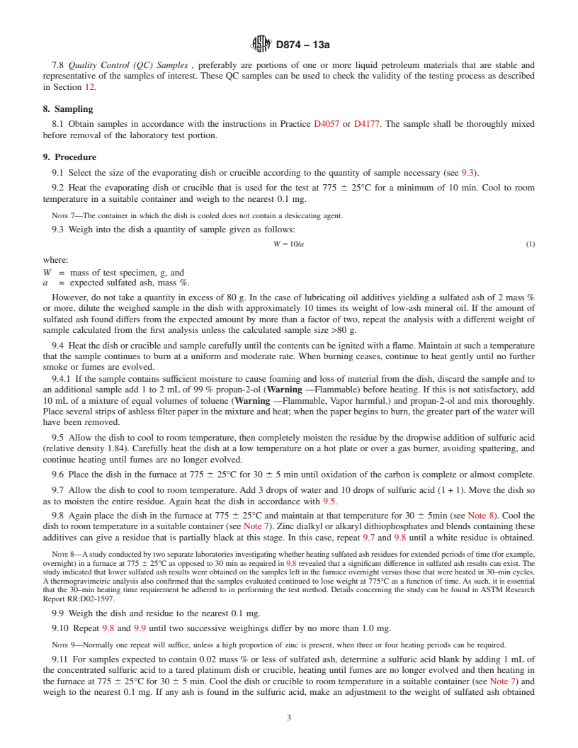 REDLINE ASTM D874-13a - Standard Test Method for Sulfated Ash from Lubricating Oils and Additives