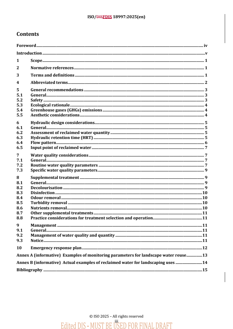 REDLINE ISO/FDIS 18997 - Water reuse in urban areas — Guidelines for urban reclaimed water for landscaping uses
Released:25. 04. 2025
