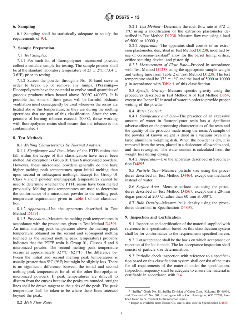 ASTM D5675-13 - Standard Classification for  Low Molecular Weight PTFE and FEP Micronized Powders