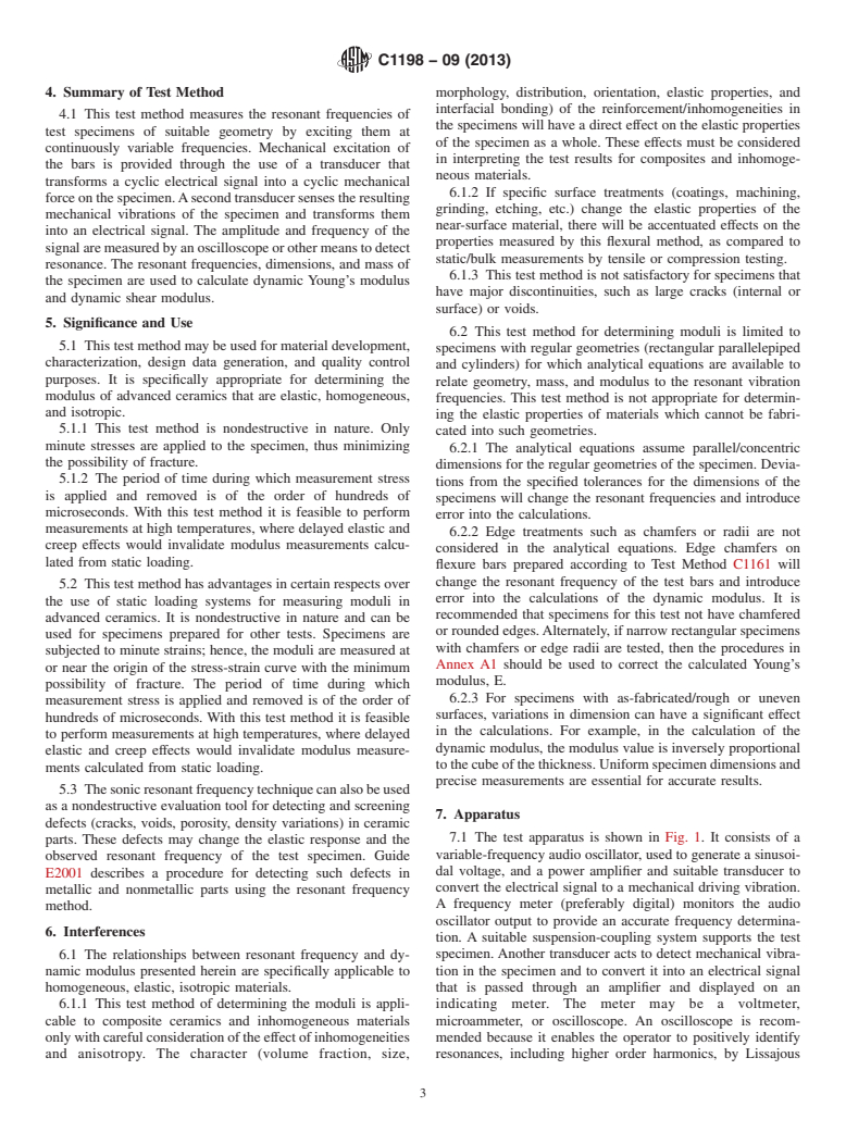 ASTM C1198-09(2013) - Standard Test Method for Dynamic Young's Modulus, Shear Modulus, and Poisson's Ratio for Advanced Ceramics by Sonic Resonance