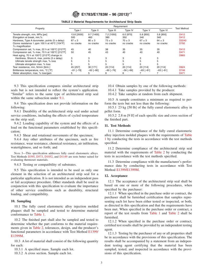 ASTM E1783/E1783M-96(2013)e1 - Standard Specification for Preformed Architectural Strip Seals for Buildings and Parking Structures