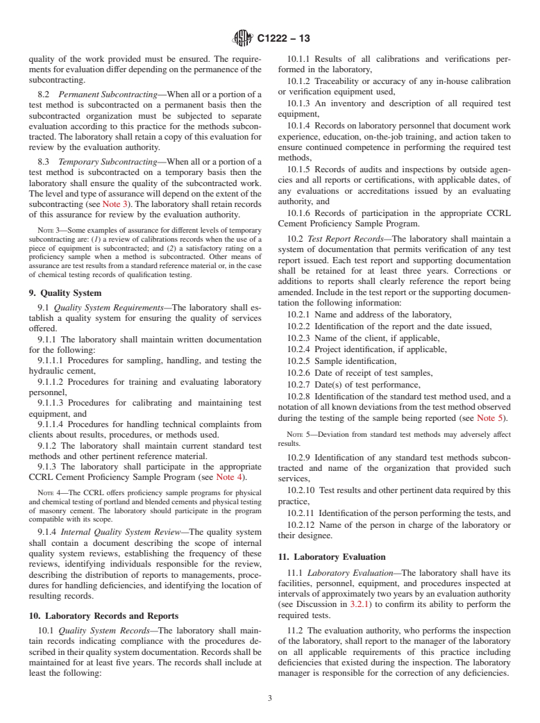 ASTM C1222-13 - Standard Practice for  Evaluation of Laboratories Testing Hydraulic Cement