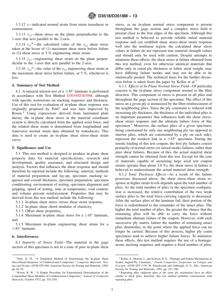 ASTM D3518/D3518M-13 - Standard Test Method for  In-Plane Shear Response of Polymer Matrix Composite Materials  by Tensile Test of a &plusmn;45&deg; Laminate