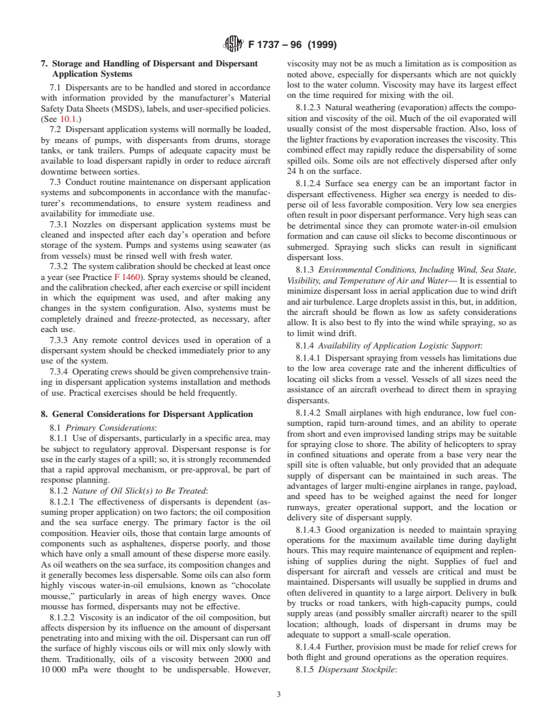 ASTM F1737-96(1999) - Standard Guide for Use of Oil Spill Dispersant Application Equipment During Spill Response: Boom and Nozzle Systems