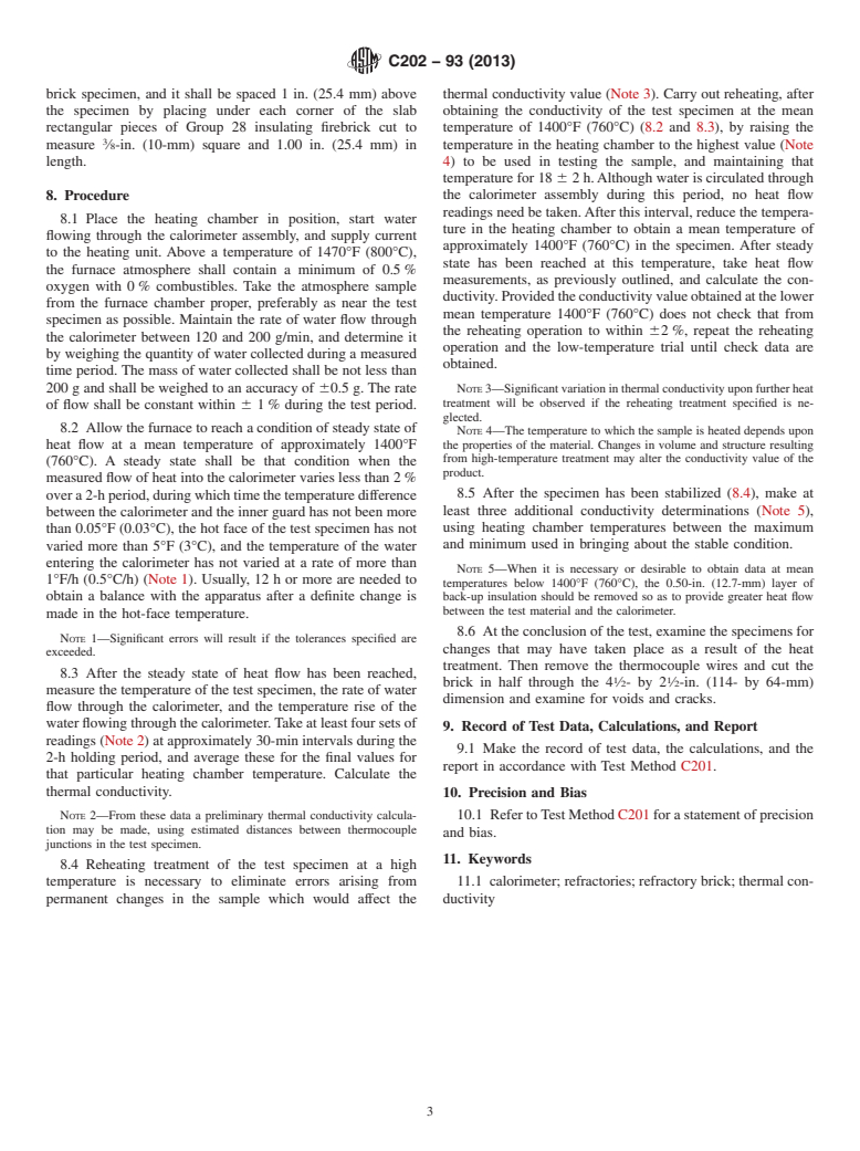 ASTM C202-93(2013) - Standard Test Method for  Thermal Conductivity of Refractory Brick