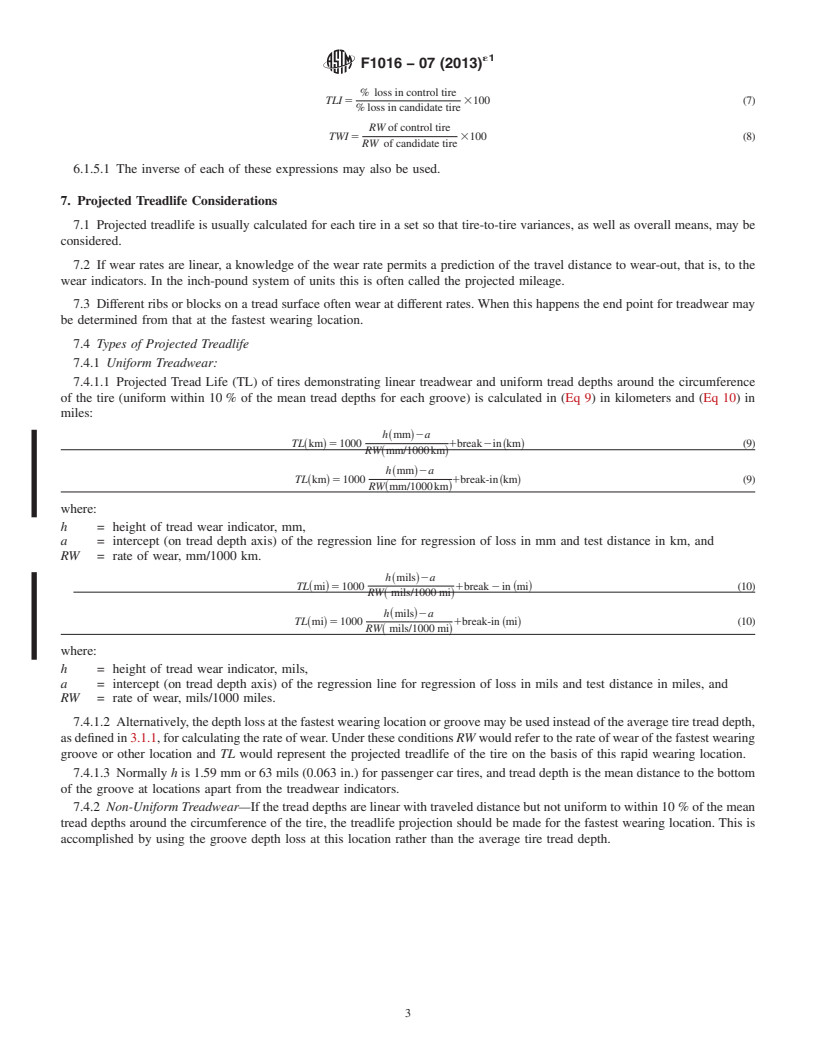 REDLINE ASTM F1016-07(2013)e1 - Standard Practice for Linear Tire Treadwear Data Analysis