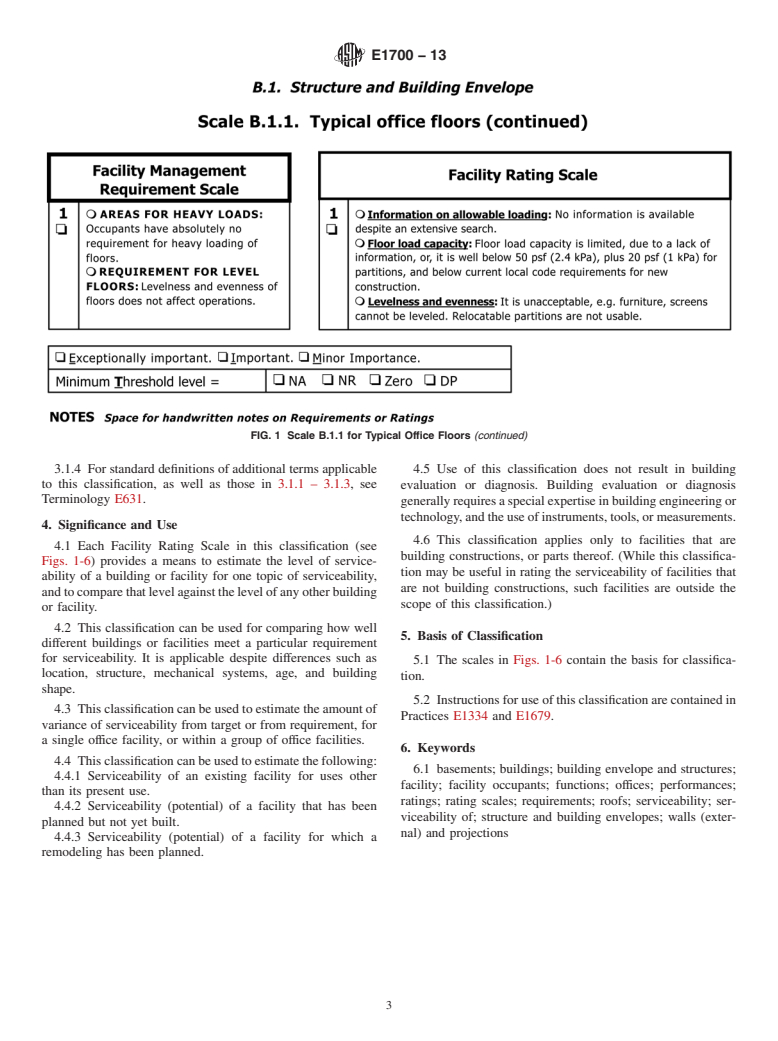 ASTM E1700-13 - Standard Classification for  Serviceability of an Office Facility for Structure and Building  Envelope