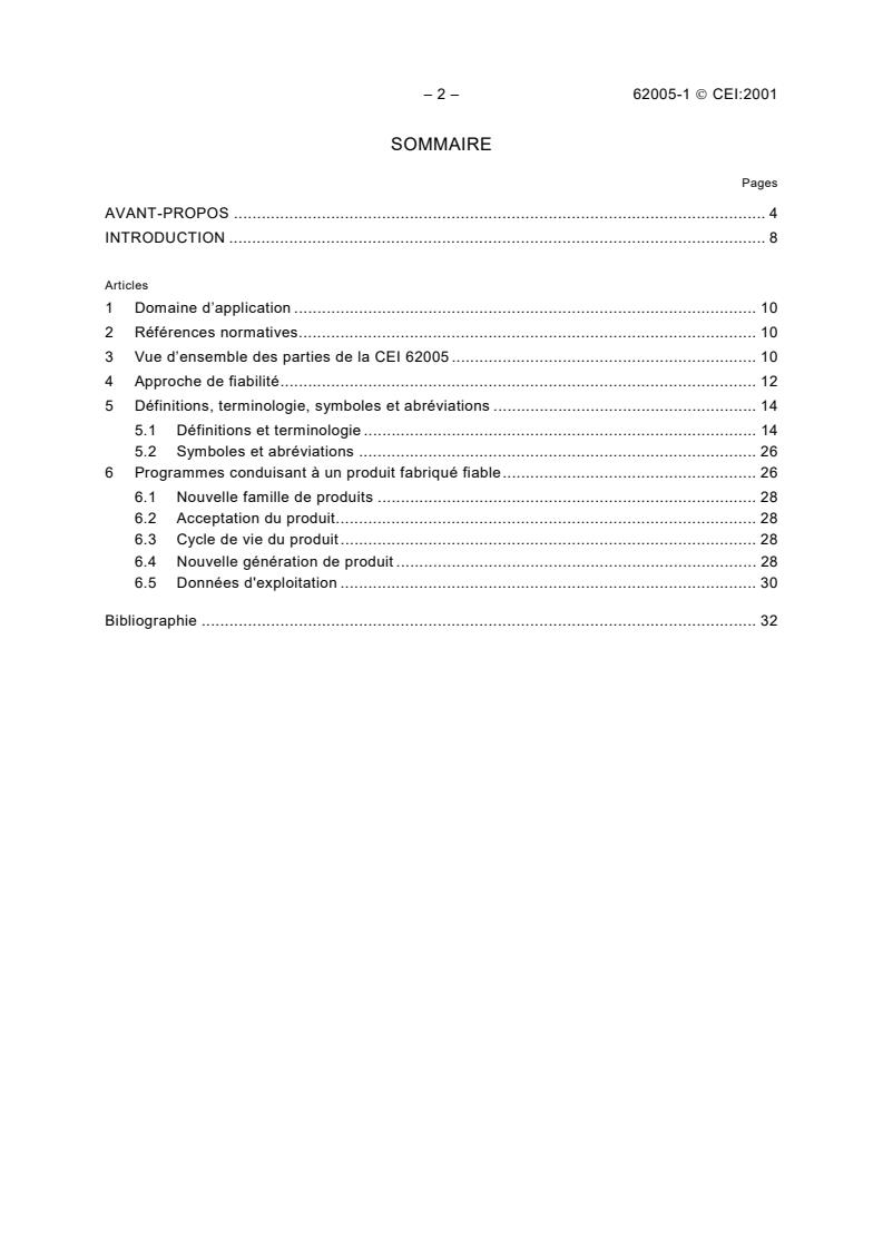 IEC 62005-1:2001 IEC 62005-1:2001 - Reliability of fibre optic interconnecting devices and passive components - Part 1: Introductory guide and definitions - Page 4 preview