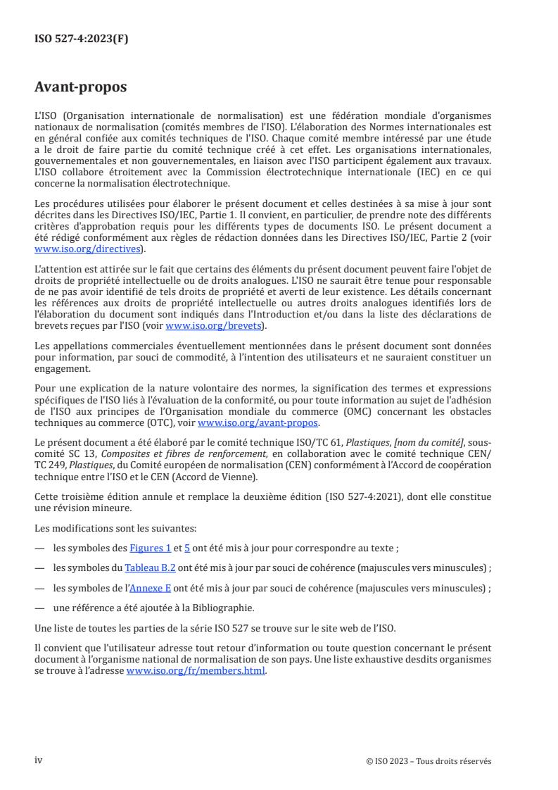 ISO 527-4:2023 ISO 527-4:2023 - Plastiques — Détermination des propriétés en traction — Partie 4: Conditions d'essai pour les composites plastiques renforcés de fibres isotropes et orthotropes
Released:24. 03. 2023 - Page 4 preview
