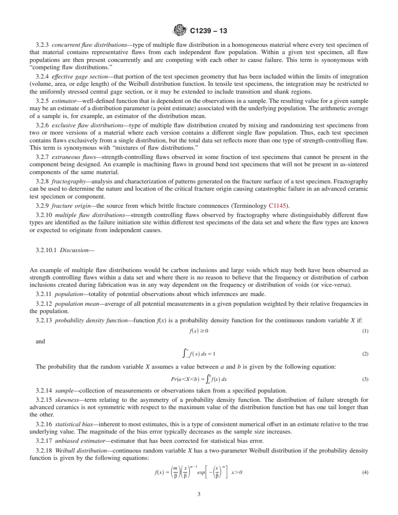 REDLINE ASTM C1239-13 - Standard Practice for  Reporting Uniaxial Strength Data and Estimating Weibull Distribution   Parameters for Advanced Ceramics