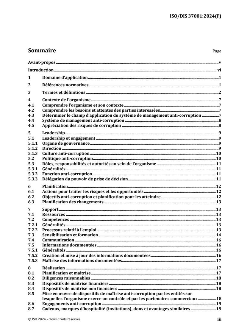 ISO/PRF 37001 - Systèmes de management anti-corruption — Exigences et recommandations de mise en oeuvre
Released:1/30/2024