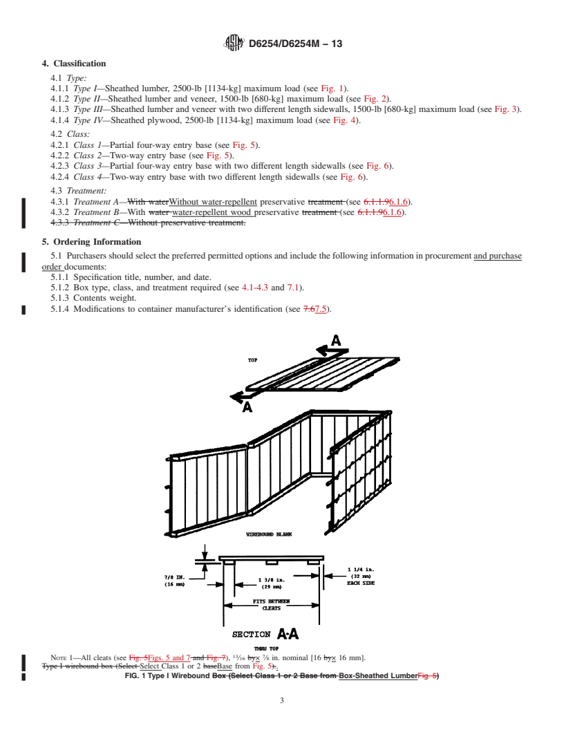 REDLINE ASTM D6254/D6254M-13 - Standard Specification for  Wirebound Pallet-Type Wood Boxes